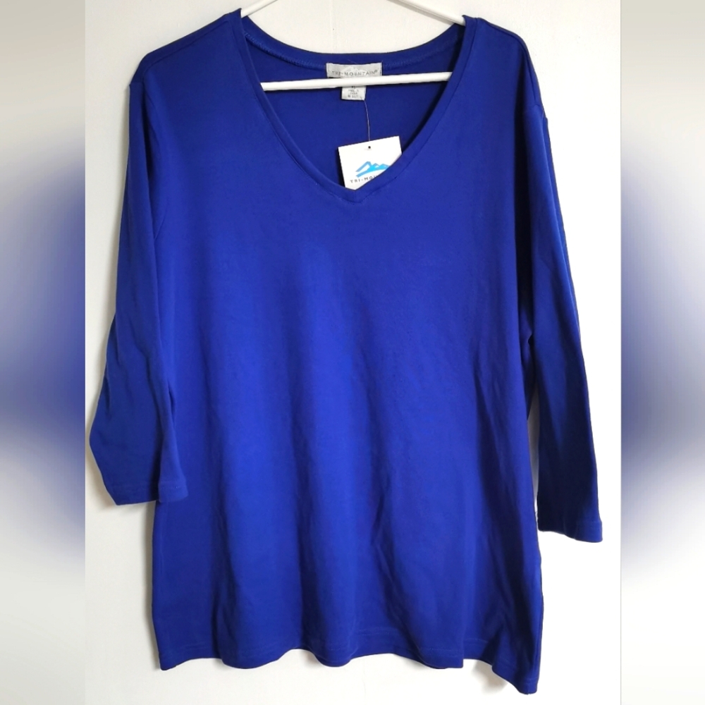 NWT Tri-Mountain Women's V-Neck Blue Shirt XL